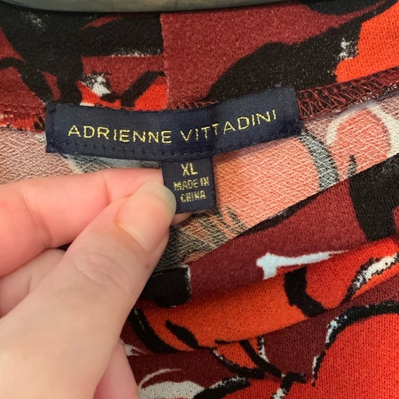 Adrienne Vittadini Dark Red Floral Long Sleeve Turtleneck Shirt Size L/XL - Picture 7 of 9
